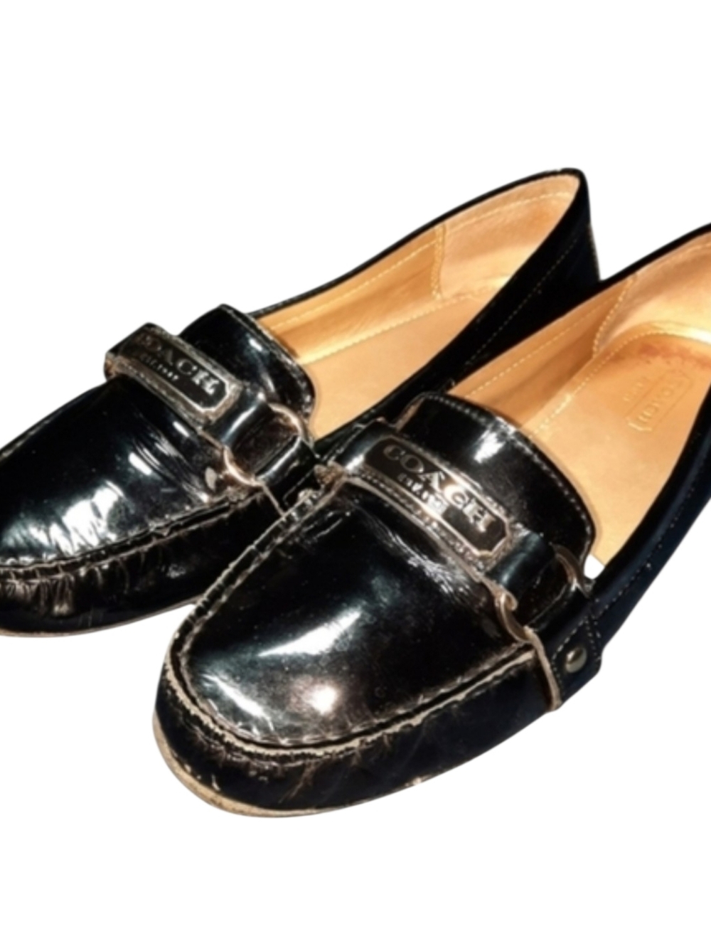 Coach Faye Black Patent Leather Driving Loafer SZ 7.5B